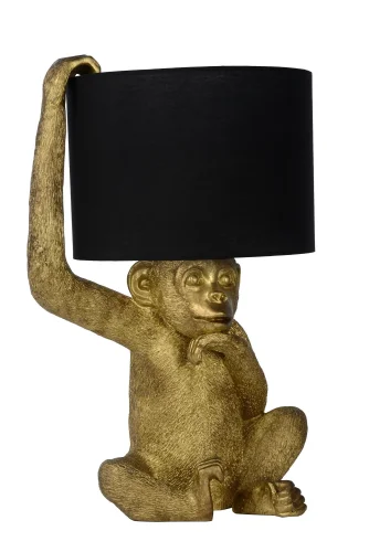 Настольная лампа Extravaganza Chimp 10502/81/30 Lucide чёрная 1 лампа, основание золотое металл в стиле современный винтаж  фото 2